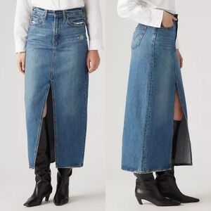 Levi’s Premium BIG E Ankle Column Midi Medium Blue Denim Skirt